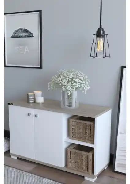 Remaks Basic 2 Kapaklı 2 Bölmeli Ayakkabılık Beyaz Modern ve Dayanıklı Tasarım