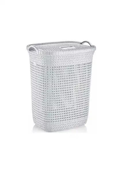 Rio Kirli Çamaşır Sepeti 52 Litre Kapaklı Dayanıklı ve Şık Tasarım
