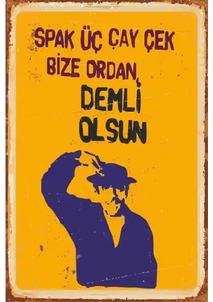Sadri Alışık Temalı Retro Vintage Ahşap Poster Dekoratif Sanat Parçası