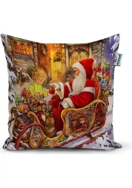 Sakallı Home Yılbaşı Temalı 3D Baskılı Dekoratif Kırlent Kılıfı 43x43 cm
