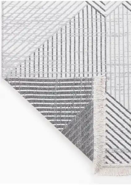 Saraz Halı Bohem Serisi Gri Çift Taraflı Pamuklu Kilim Modern Ev Dekorasyonu İçin