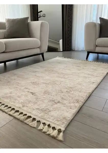 Saraz Halı Puffy Kabartma Desenli Yıkanabilir Kaymaz Taban Salon ve Mutfak İçin