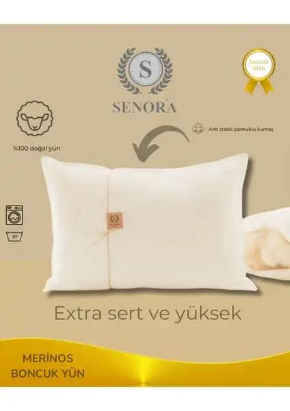 Senora Doğal Yün Yastık Yüksek Sertlik ve Destek Sağlayan Konforlu Uyku Ürünü