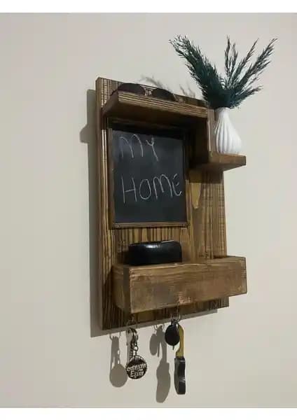 Ser Ticaret Ahşap Dekoratif Kara Tahtalı Anahtarlık Doğal Malzeme ve Şık Tasarım