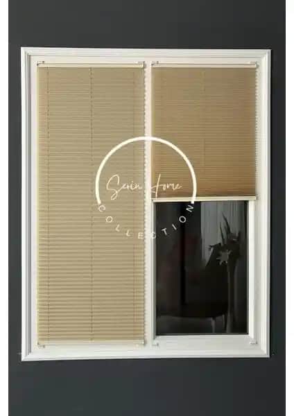 Serin Home Collection Koyu Krem Katlanabilir Plise Perde Modern ve Kullanışlı Tasarım
