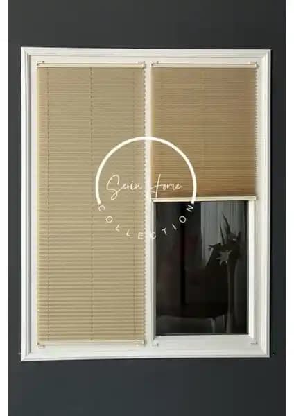 Serin Home Collection Koyu Krem Katlanabilir Plise Perde Modern ve Kullanışlı Tasarım