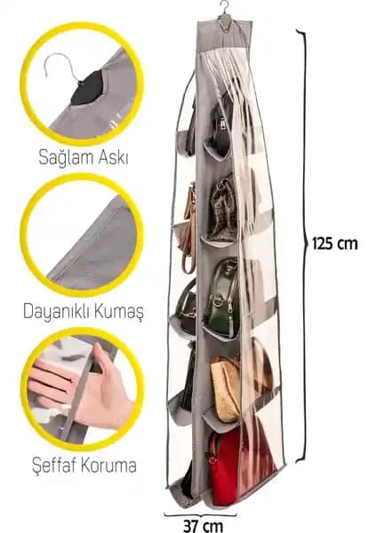 Serstil 10'lu Çanta Organizer Antrasit - Çok Amaçlı Pratik ve Dayanıklı Depolama Çözümü