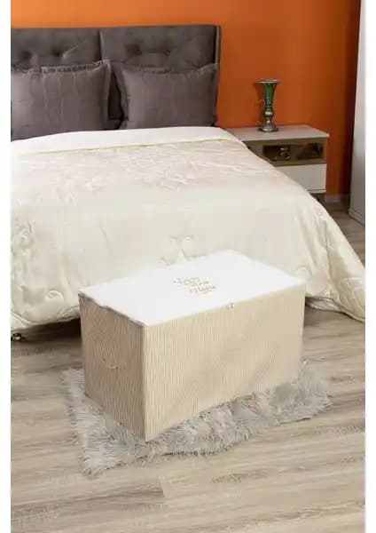 Serstil Büyük Boy Bej Çizgili Hurç: Modern ve Fonksiyonel Depolama Çözümü