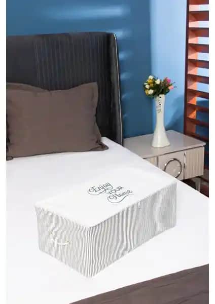 Serstil Küçük Boy Baskı Detaylı Gri Çizgili Hurç ile Evinizi ve Ofisinizi Düzenleyin