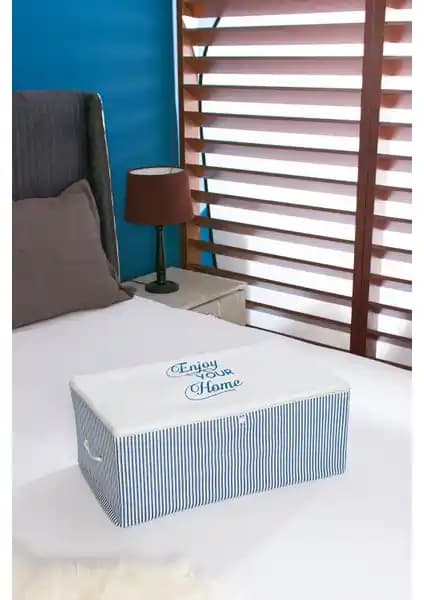 Serstil Küçük Boy Baskı Detaylı Mavi Çizgili Hurç: Şık ve Fonksiyonel Saklama Çözümü