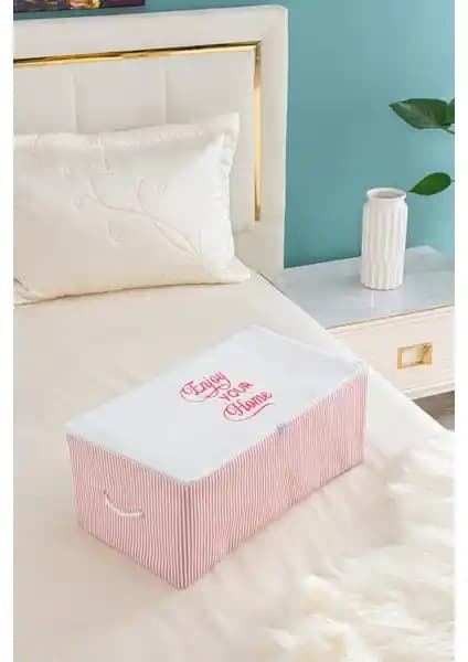 Serstil Küçük Boy Baskı Detaylı Pembe Çizgili Hurç ile Şık ve Pratik Depolama Çözümü