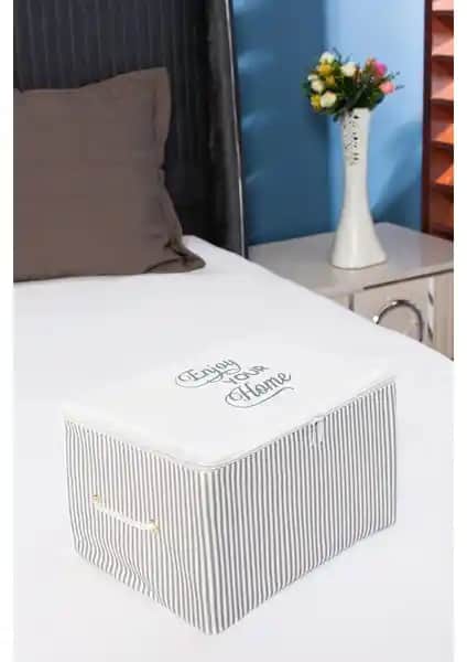 Serstil Mini Boy Gri Çizgili Hurç: Dayanıklı ve Estetik Saklama Çözümü