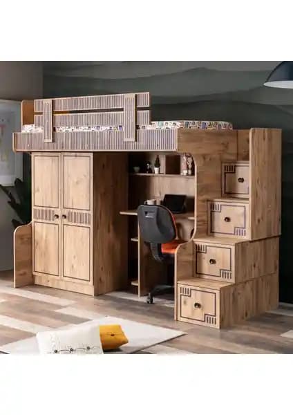 Setay Natural Ranza 2 Kapaklı Dolap ve Çalışma Masası Modern ve Fonksiyonel Tasarım