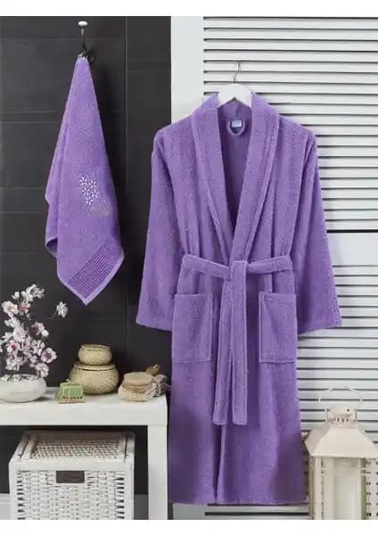 Şilay Home 2'li Lavanta Tasarımlı Pamuklu Havlulu Bornoz Seti Özellikleri ve Kullanıcı Yorumları