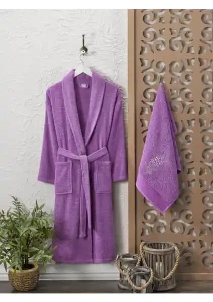 Şilay Home Mor Havlulu Bornoz Seti 2'li Konfor ve Şıklık Bir Arada