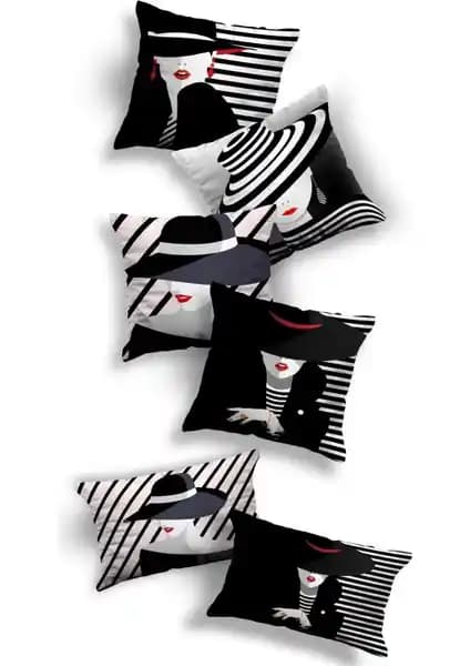 Sk Home Özel Tasarım Premium Dekoratif Kırlent Kılıfı Seti 6'lı 4'lü ve 2'li Kare-Dikdörtgen