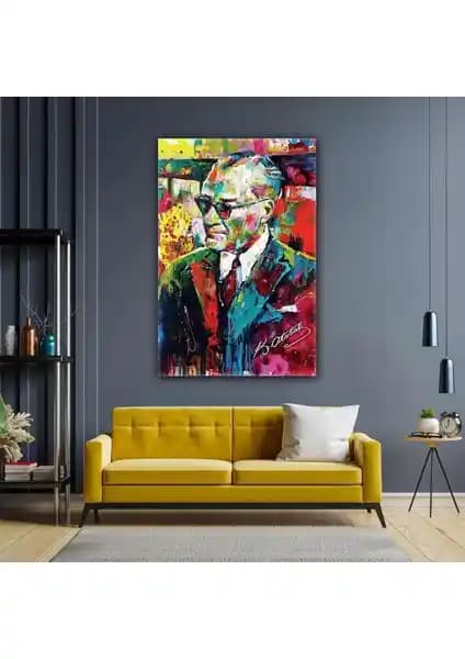 SML Yağlı Boya Efektli Atatürk Portresi Kanvas Tablo Dekoratif Sanat Eseri