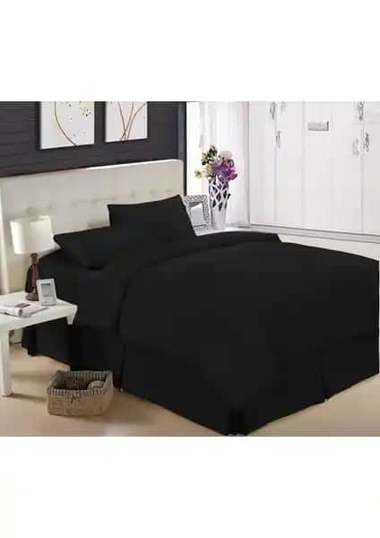 Soft Colours Düz Siyah Pamuk Çift Kişilik Nevresim Seti Modern ve Şık Tasarım