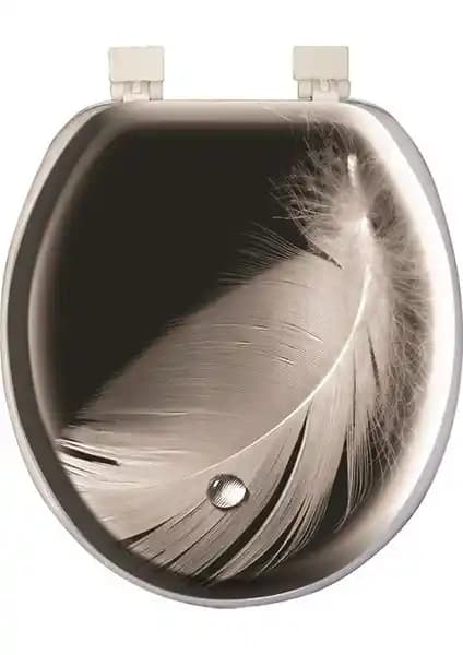 Softy Desenli Yuşak Siyah Gri Tüy Desenli Klozet Kapağı Modern ve Çevre Dostu Tasarım