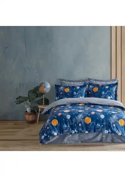 Soley Galaxy %100 Pamuklu Çift Kişilik Nevresim Takımı Uzay Teması ve Yüksek Kalite