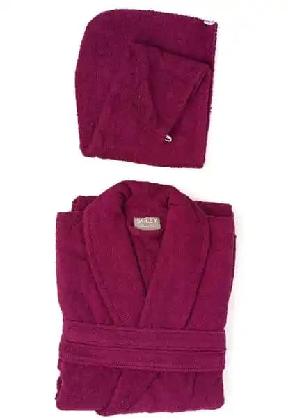 Soley Mayda %100 Pamuklu Bornoz ve Saç Bonesi Seti Yüksek Kalite Konfor