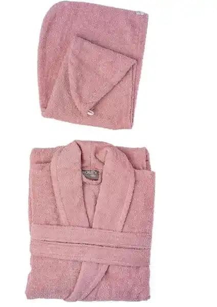 Soley Mayda %100 Pamuklu Yüksek Dokulu Bornoz ve Saç Bonesi Seti