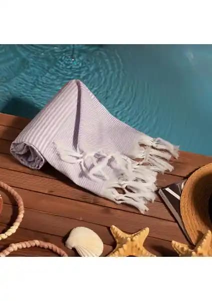 Soley Stripe %100 Doğal Pamuklu Peştemal Plaj ve Havuz Kullanımı İçin Uygun