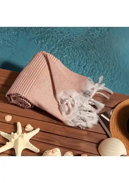 Soley Stripe %100 Doğal Pamuklu Peştemal Plaj ve Spor Kullanımı İçin Uygun