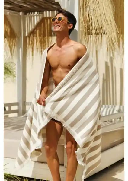 Sürdürülebilir ve Konforlu Doğa Dostu Plaj Havlusu Green Petition Delmor Sand Bej