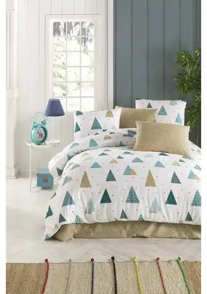 Tabu Home Üçgen Puantiyeli Beyaz Çift Kişilik Nevresim Seti Modern ve Dayanıklı Tasarım