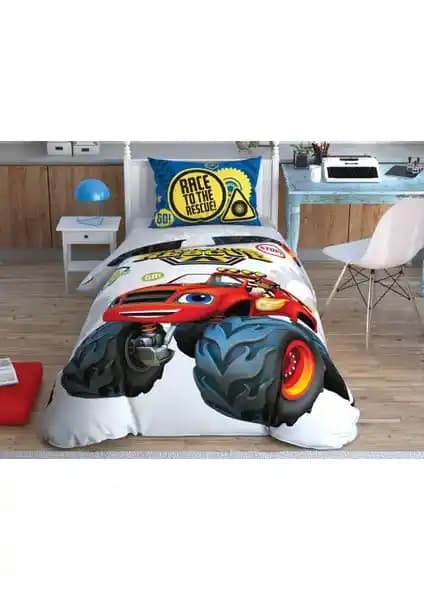 Taç Blaze Road Rescue Tek Kişilik Nevresim Takımı Modern ve Çevre Dostu Tasarımıyla Yatak Odalarını Canlandırır