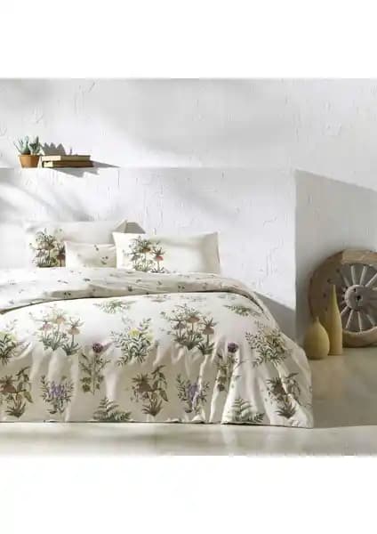 Taç Gaia Ranforce Çift Kişilik Nevresim Takımı Yeşil Doğa Temalı Şık Yatak Seti