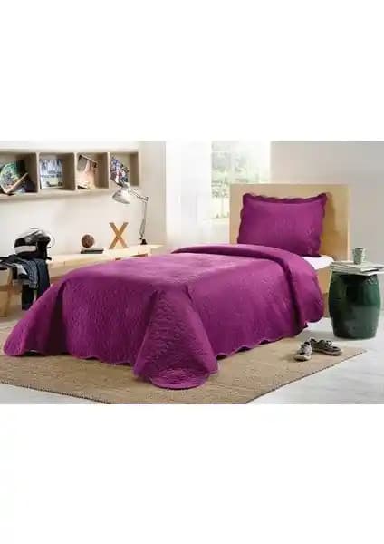 Taç Happy Days Kadifemsi Mürdüm Tek Kişilik Yatak Örtüsü Seti Estetik ve Dayanıklılık
