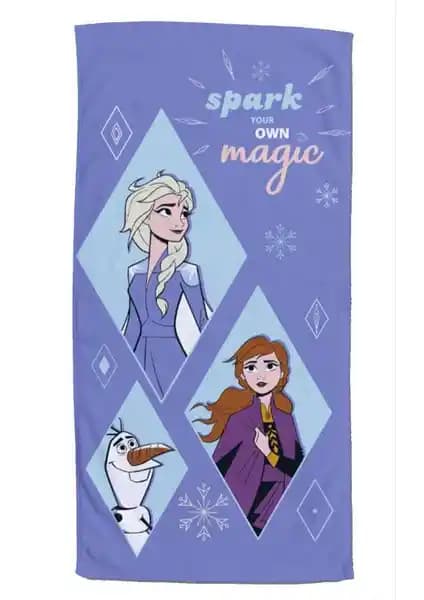 Taç Lisanslı Disney Frozen 2 Magic Plaj Havlusu Renkli ve Yumuşak Pamuklu Tasarım