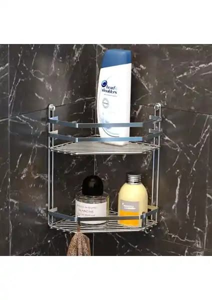 Tekno-tel 2 Katlı Banyo Rafı: Modern ve Dayanıklı Köşe Depolama Çözümü