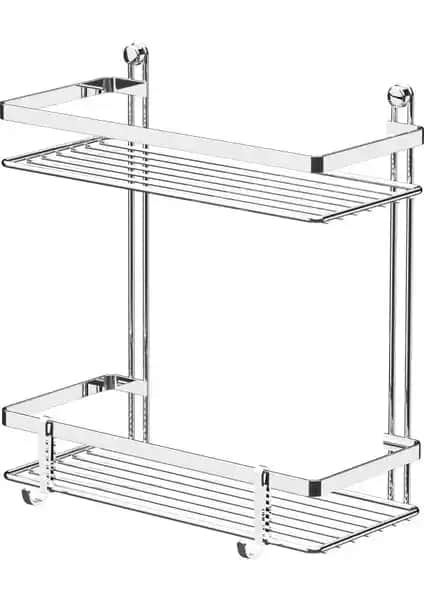 Tekno-tel 2 Katlı Lamali Krom Banyo Rafı Modern ve Dayanıklı Tasarım