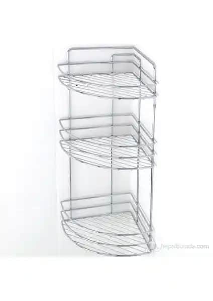 Teknotel 3 Katlı Krom Banyo Rafı BK053 – Dayanıklı ve Şık Köşe Banyo Organizeri