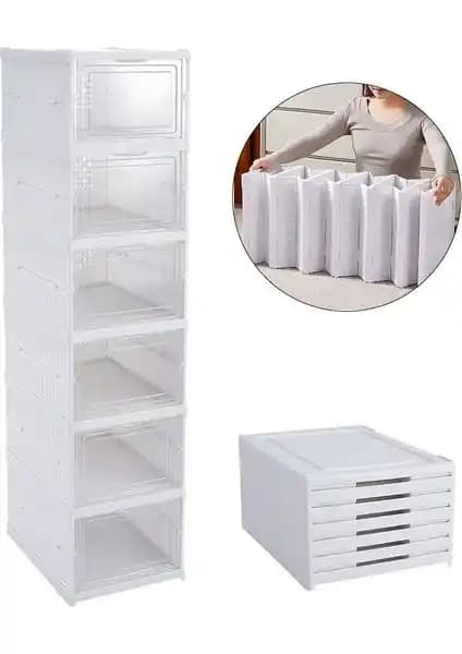 Terracy Home Garden 6 Raflı Katlanabilir Çok Amaçlı Dolap Modern ve Pratik Kullanım İçin Uygun