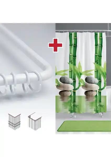 Tropik Home Bamboo Desen Banyo Perdesi Modern ve Fonksiyonel Tasarım