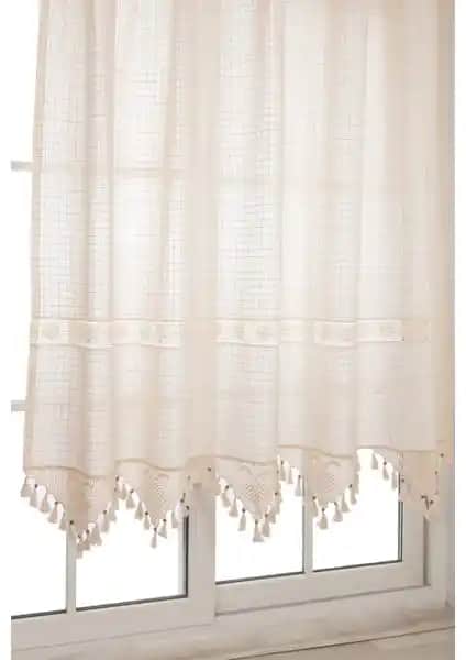 Tuncay Tekstil Buldan İşi Otantik Monika El Dantelli Keten Perde Ev Dekorasyonunda Doğallık ve Şıklık