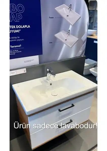 Turkuaz Seramik Frame Etajerli Lavabo: Modern ve Dayanıklı Banyo Tasarımı Çözümü