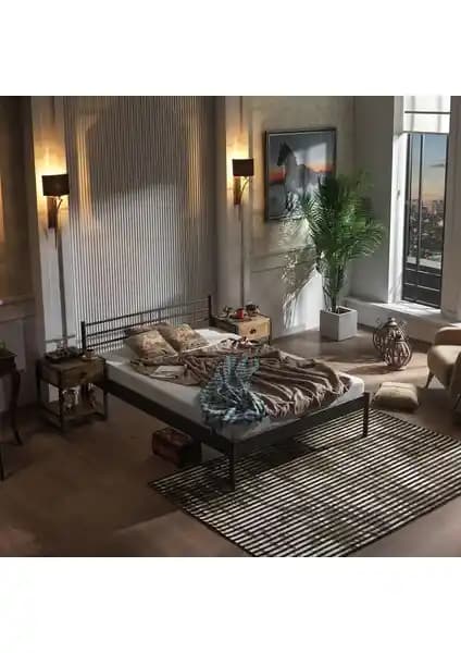 Unimet Manyas-S Ferforje Metal Çift Kişilik Yatak Çerçevesi Modern Tasarım ve Dayanıklılık