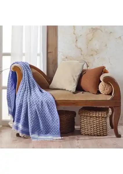 Vagonik Zigzag Pamuklu TV Battaniyesi Şık ve Konforlu Ev Dekorasyonu İçin Ideal