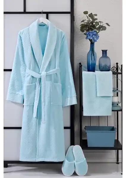 Vevien Home 4 Parça Ansaaj Kadife Bornoz Takımı Kaliteli ve Şık Tasarım