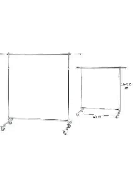 Vitrin Raf Komple Krom Frenli Tekerlekli Stand Askılık Mağaza ve Depo Düzenleme Çözümü