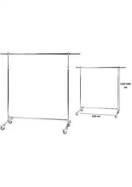 Vitrin Raf Komple Krom Frenli Tekerlekli Stand Askılık Mağaza ve Depo Düzenleme Çözümü