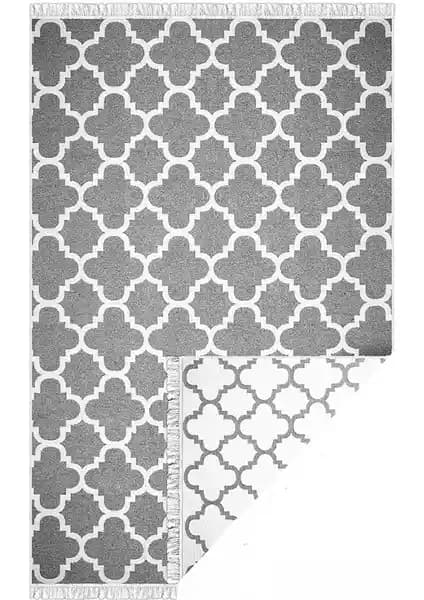 Voho Tekstil Çift Taraflı Dokuma Kilim Gri Beyaz Lidya Motif ile Şıklık ve Fonksiyonellik
