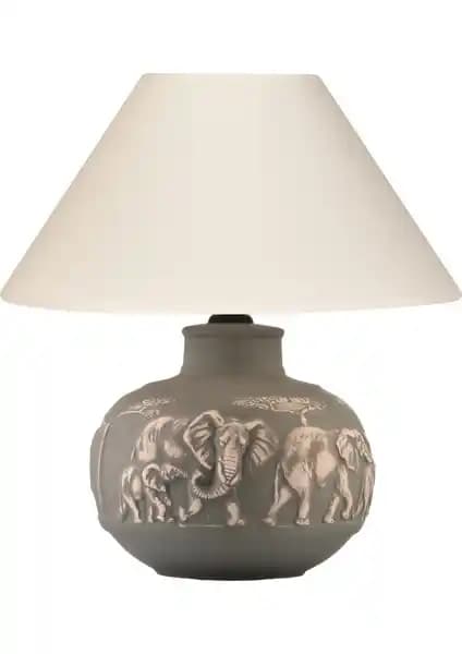 Yalılı Seramik Filli Seramik Gri Abajur Modern ve Şık Dekorasyon İçin Uygun Aydınlatma Çözümü