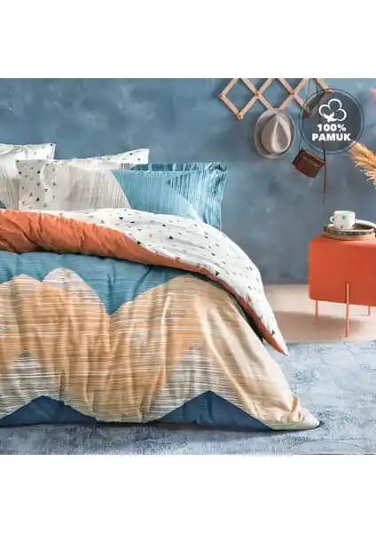 Yataş Bedding Aden Ranforce Tek Kişilik Nevresim Takımı Lacivert Modern Tasarım