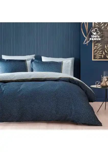 Yataş Bedding Arch Çift Kişilik Saten Nevresim Seti Lacivert Şık ve Rahat Tasarım